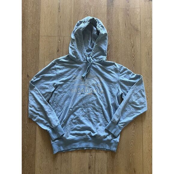 Patagonia Men's Blue Geodesic Flying Fish Lightweight Pullover Size Small Hoodie - Picture 1 of 4